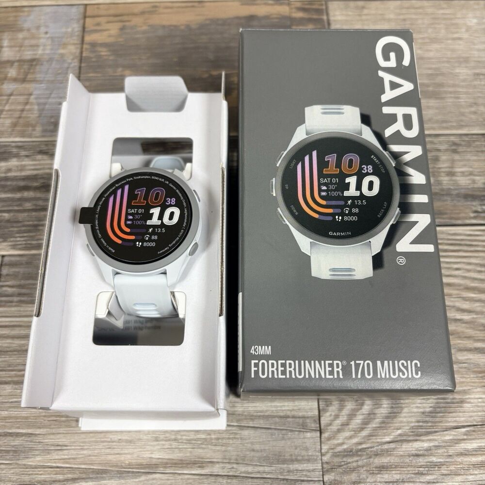 Garmin Forerunner 170 Music GPS Running Smartwatch, Whitestone/Cloud Blue NEW!